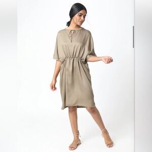 NWT Neu Nomads Sicily Dress Khaki Tan Shift Minimalist Chic Style Women’s SZ XS